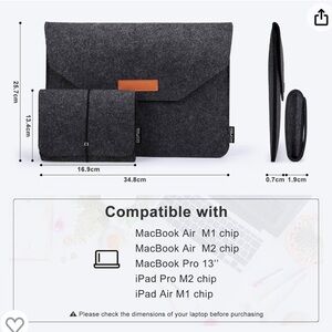 NWOT Homiee Felt Tablet Case - Dark Grey